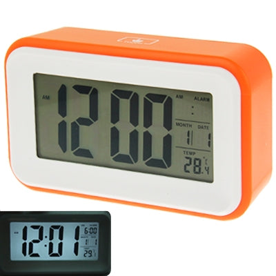 Multi Function Large Screen Alarm Clock with Calendar & LCD Light & Snooze Touch Orange