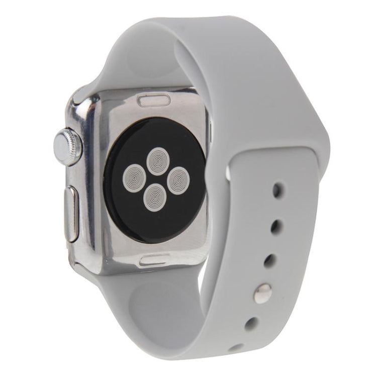 For Apple Watch Sport 42mm High-performance Longer Rubber Sport Watch Band with Pin-and-tuck Closure – Durable Build, Easy to Use Silver