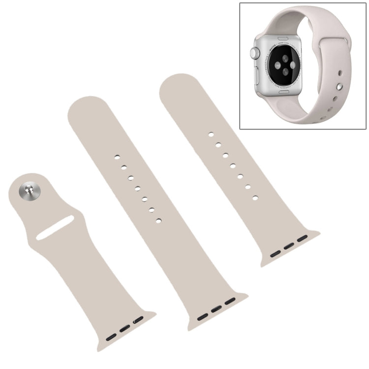 For Apple Watch Series 10 42mm / 9&8&7 41mm / SE 3&SE 2&6&SE&5&4 40mm / 3&2&1 38mm 3 in 1 Rubber Watch Band with Pin Buckle, For Apple Watch Series 9&8&7 41mm / SE 3&SE 2&6&SE&5&4 40mm For Apple Watch Series 9&8&7 41mm SE 3&SE 2&6&SE&5&4 40mm Starlight