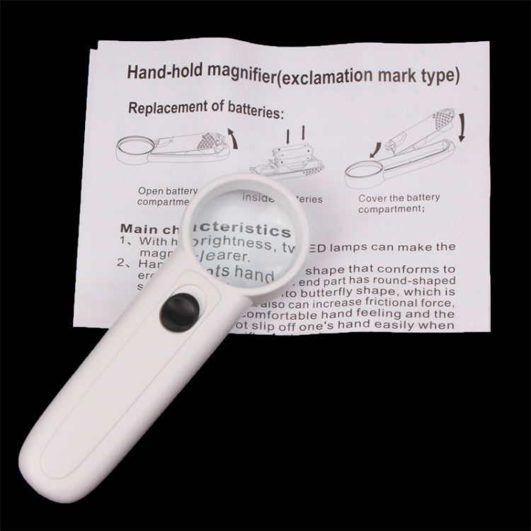 15X Handheld Exclamation Mark Type Magnifier with 2 LED, 15X