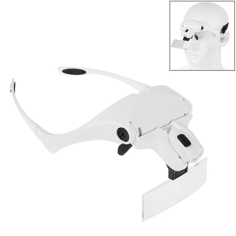 5 Lens 1.0X-3.5X Loupe Glasses Bracket Headband Magnifier with 2 LED Lights Eye Magnification Goggles Magnifying Tool, 5 Lens 1.0X-3.5X (White) 5 Lens 1.0X-3.5X (White)