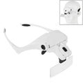 5 Lens 1.0X-3.5X Loupe Glasses Bracket Headband Magnifier with 2 LED Lights Eye Magnification Goggles Magnifying Tool, 5 Lens 1.0X-3.5X (White) 5 Lens 1.0X-3.5X (White)