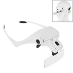 5 Lens 1.0X-3.5X Loupe Glasses Bracket Headband Magnifier with 2 LED Lights Eye Magnification Goggles Magnifying Tool, 5 Lens 1.0X-3.5X (White) 5 Lens 1.0X-3.5X (White)