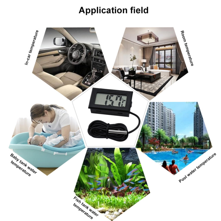Mini LCD Digital Thermometer for Fridge Freezer, Insert Size 46mm x 26.6mm, Cable Length 1m, PT-2 – Durable Build, Easy to Use