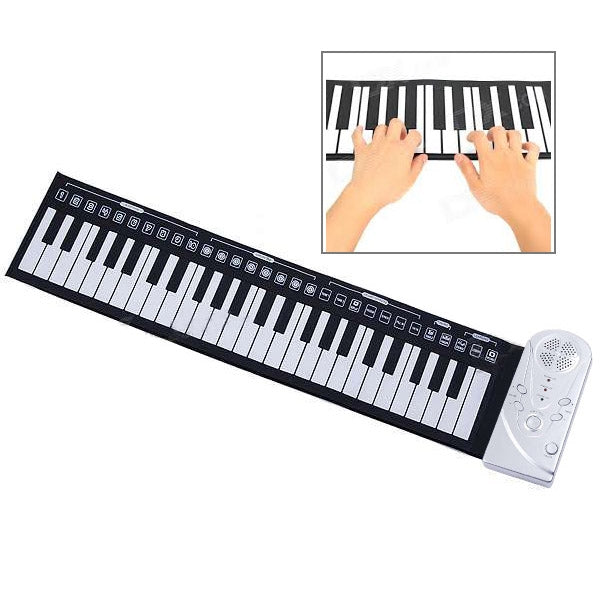 Portable Roll-up 49-Key Soft Keyboard Piano, 49 Standard Keys White 49 Standard Keys White