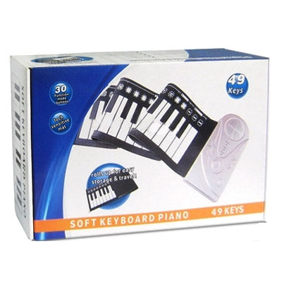 Portable Roll-up 49-Key Soft Keyboard Piano, 49 Standard Keys White