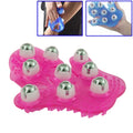 Thickened Palm-shaped Handheld Ball Meridian Massager, Nine balls Magenta, Nine balls Blue Nine balls Magenta Magenta