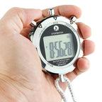 PS528 Metal Stopwatch Professional Chronograph Handheld Digital LCD Sports Counter Timer with Strap, PS528 PS528