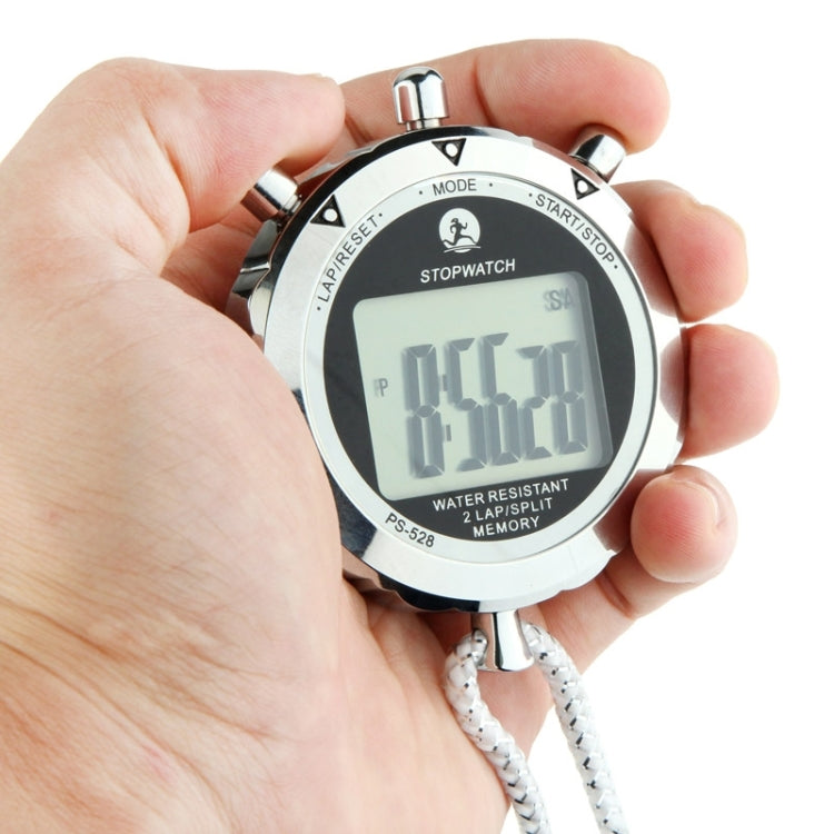 PS528 Metal Stopwatch Professional Chronograph Handheld Digital LCD Sports Counter Timer with Strap, PS528 PS528