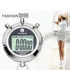 PS528 Metal Stopwatch Professional Chronograph Handheld Digital LCD Sports Counter Timer with Strap, PS528