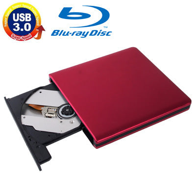 USB 3.0 Aluminum Alloy Portable DVD / CD Rewritable Blu-ray Drive for 12.7mm SATA ODD / HDD, Plug and Play, Blu-ray Drive (Silver), Blu-ray Drive (Red) – Aluminum Alloy Blu-ray Drive (Red) Red