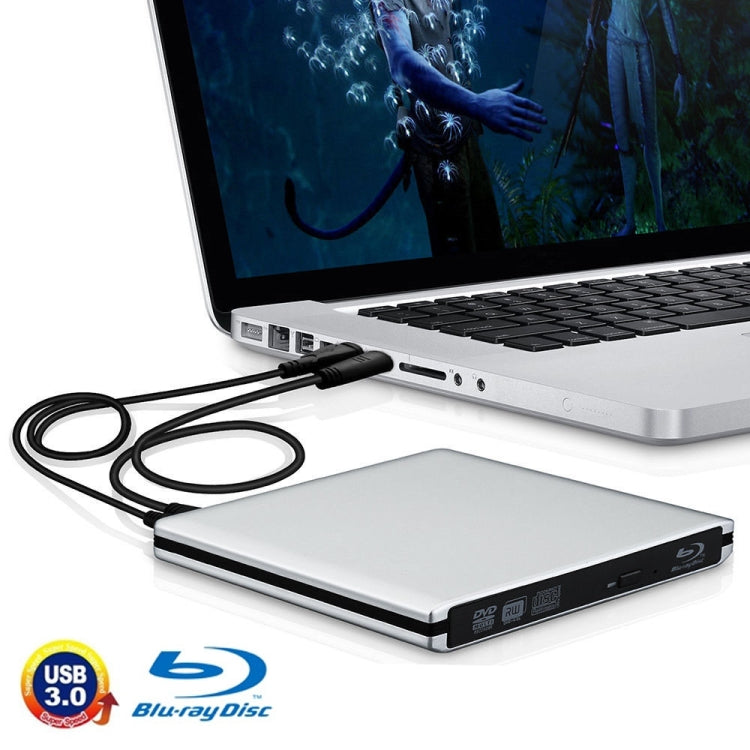 USB 3.0 Aluminum Alloy Portable DVD / CD Rewritable Blu-ray Drive for 12.7mm SATA ODD / HDD, Plug and Play, Blu-ray Drive (Silver), Blu-ray Drive (Red) – Aluminum Alloy Blu-ray Drive (Silver) Silver