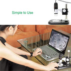 DMS-MDS800 40X-800X Magnifier 2.0MP Image Sensor USB Digital Microscope with 8 LEDs & Professional Stand, 40X-800X