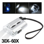 Pocket 30X-60X Microscope with 2-LED Lights / Money Detector Light, 30X-60X – Durable Build, Easy to Use