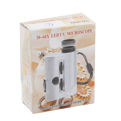 Pocket 30X-60X Microscope with 2-LED Lights / Money Detector Light, 30X-60X – Durable Build, Easy to Use