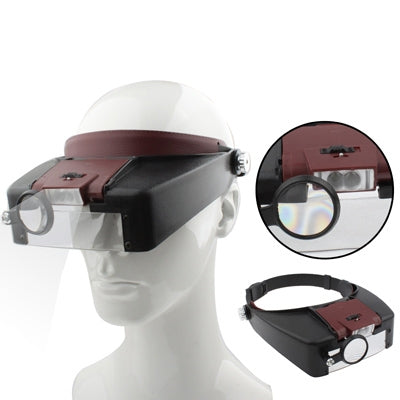 Headband Style 1.5X / 3X / 8.5X / 10X Magnifier with 2 LED Lights, MG81007-A(Brown), MG81007-A(Grey) MG81007-A(Brown) Brown