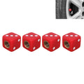 Universal 8mm Dice Style Plastic Car Tire Valve Caps, Pack of 4, Dice Shape 3, Dice Style 3 Dice Shape 3 Red