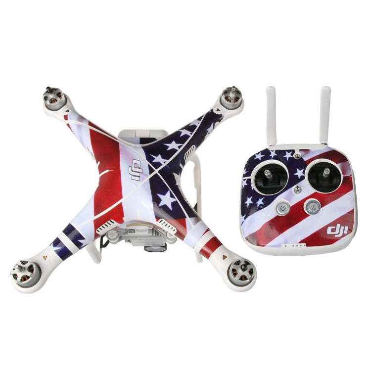 4D Imitation Carbon Fiber PVC Water Resistance Sticker Kit for DJI Phantom 3 Quadcopter & Remote Controller & Battery – Durable Build, Easy to Use US Flag Pattern