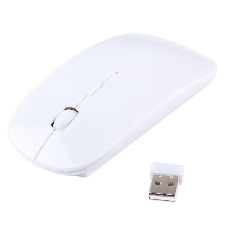 2.4GHz Wireless Ultra-thin Laser Optical Mouse with USB Mini Receiver, Plug and Play – Ultra-thin White