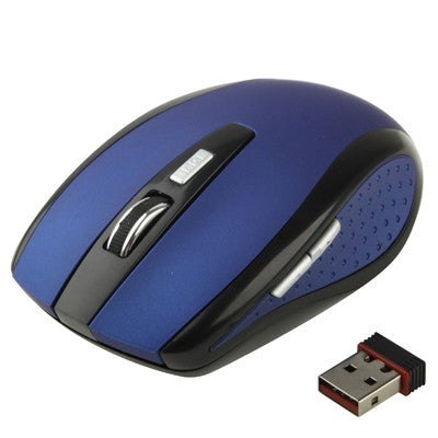 2.4 GHz 800~1600 DPI Wireless 6D Optical Mouse with USB Mini Receiver, Plug and Play, Working Distance up to 10 Meters – Durable Build, Easy to Use Blue