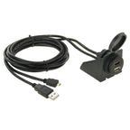 USB 2.0 & Micro HDMI (Type-D) Male to USB 2.0 & HDMI (Type-A) Female Adapter Cable with Car Flush Mount, Length: 2m, USB 2.0 & Micro HDMI Male to USB 2.0 & HDMI Female USB 2.0 & Micro HDMI Male to USB 2.0 & HDMI Female