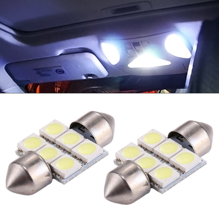 2 PCS 31mm Super White 6 LED Car Bulb Reading Light, 31mm 31mm