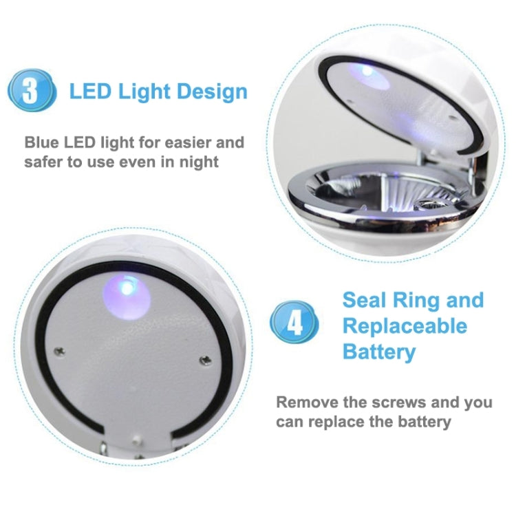 Diamond Facets Car Ashtray with LED Light, with LED Light(Black), with LED Light(White)
