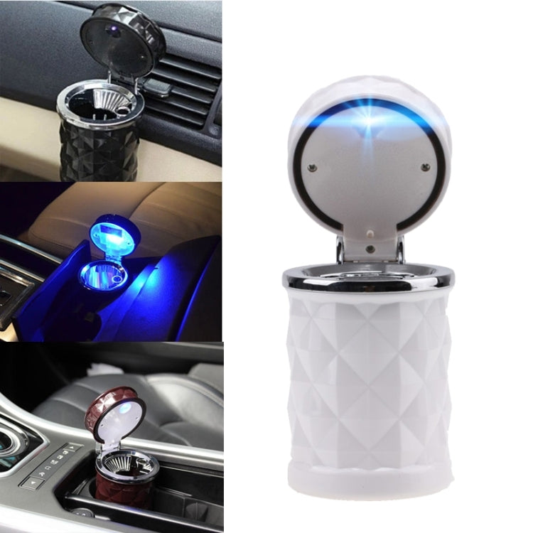 Diamond Facets Car Ashtray with LED Light, with LED Light(Black), with LED Light(White) – Durable Build, Easy to Use with LED Light(White) White