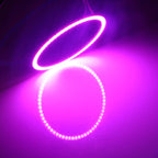 80mm 5W 180LM Angel Eyes Circles Car Headlight COB LED Lights for Vehicles, DC 12-24V, 80mm Pink Light, 80mm Green Light