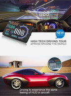 A8 5.5 inch Car OBDII HUD Warning System Vehicle-mounted Head Up Display Projector with LED, Support Fuel Consumption & Over Speed Alarm & Water Temperature & Fault Diagnosis, A8
