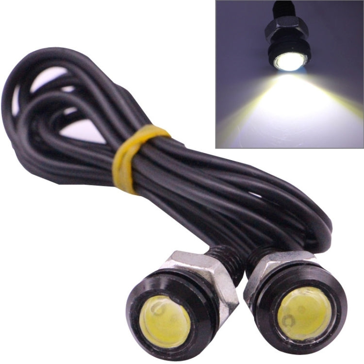 2 PCS 2x 2W Waterproof Eagle Eye Light White LED Light for Vehicles, Cable Length: 60cm Black