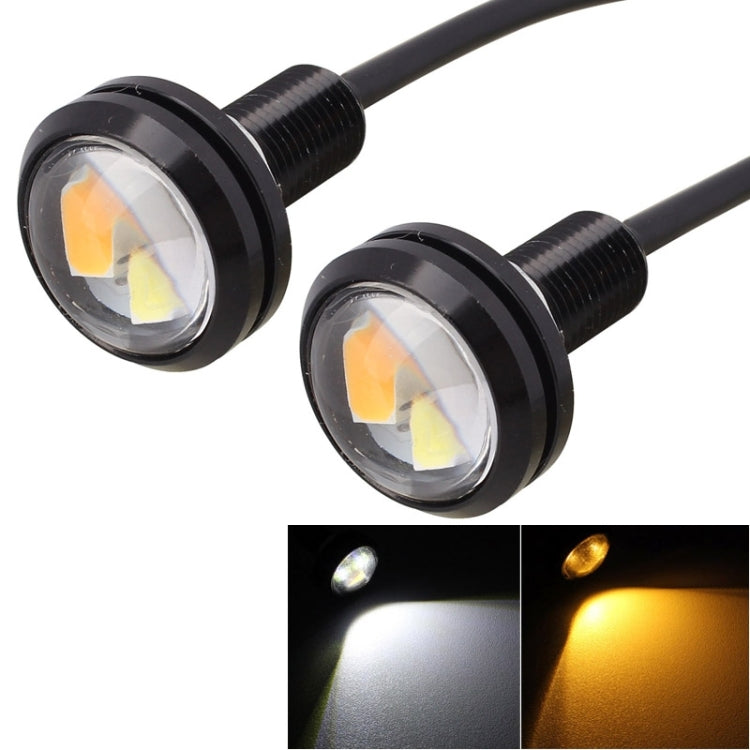 2 PCS 22.5mm 2W 200LM White + Yellow Light 4 LED SMD 5630 Eagle Eye Car Steering Light Daytime Running Light, 0 0 0