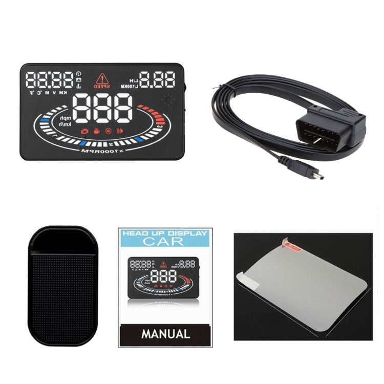 E300 5.5 inch Car OBDII / EUOBD HUD Vehicle-mounted Head Up Display Security System, Support Speed & Fuel Consumption, Overspeed Alarm, Fuel Consumption, Water Temperature, etc., E300
