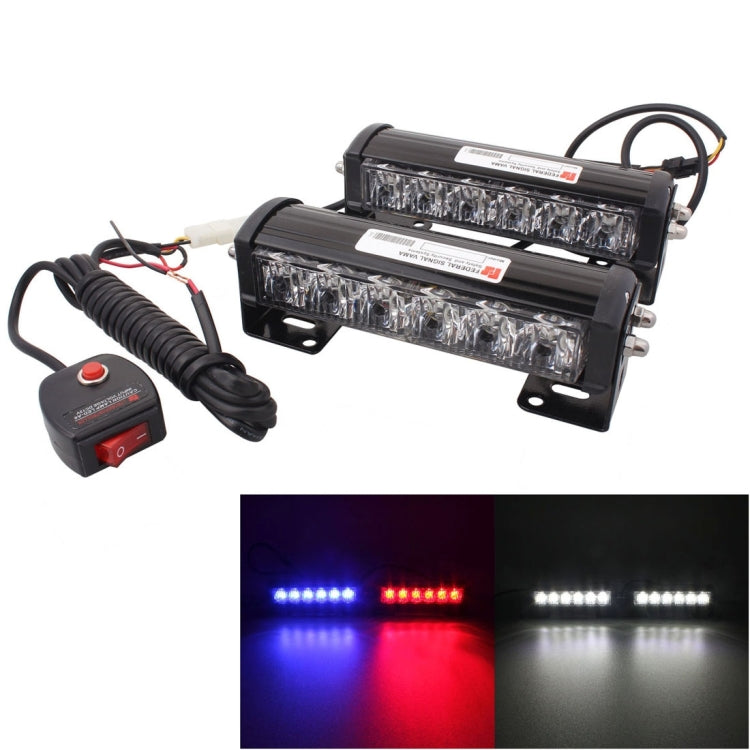 2 PCS 6 inch 6 LED 2 x 18W Car Flash Warning Light Red + Blue Change White Waterproof Emergency Light, DC 12V, Light Red + Blue Change White Light Red + Blue Change White
