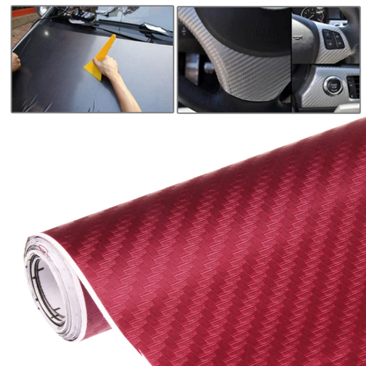 Car Decorative 3D Carbon Fiber PVC Sticker, Size: 127cm x 50cm – Durable Build, Easy to Use Red