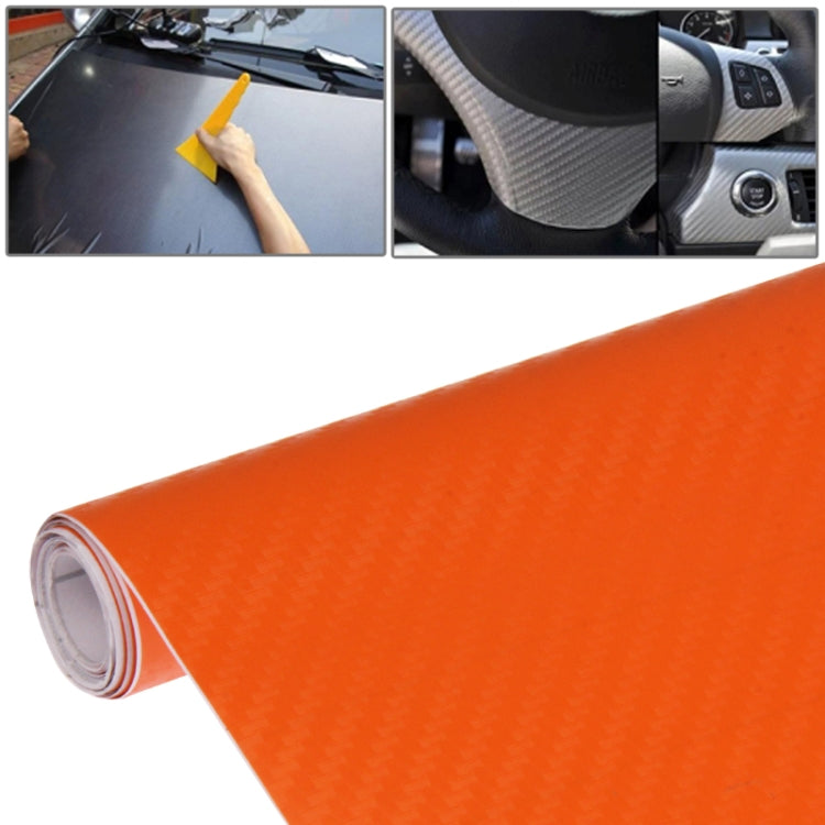Car Decorative 3D Carbon Fiber PVC Sticker, Size: 127cm x 50cm – Durable Build, Easy to Use Orange