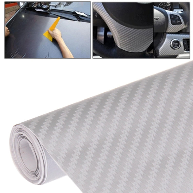 Car Decorative 3D Carbon Fiber PVC Sticker, Size: 127cm x 50cm – Durable Build, Easy to Use Silver