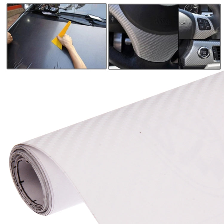 Car Decorative 3D Carbon Fiber PVC Sticker, Size: 127cm x 50cm – Durable Build, Easy to Use White