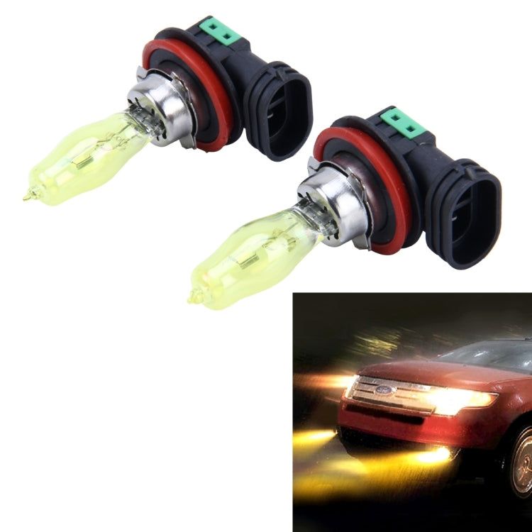 2 X H11 HOD Halogen Bulbs 12V 100W 2400 LM 3500K Yellow Light Headlights, H11 H11