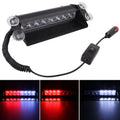 8W 800LM 8-LED 3-Modes Adjustable Angle Car Strobe Flash Dash Emergency Light Warning Lamp with Suckers, DC 12V, White + Red, White + Yellow White + Red White + Red