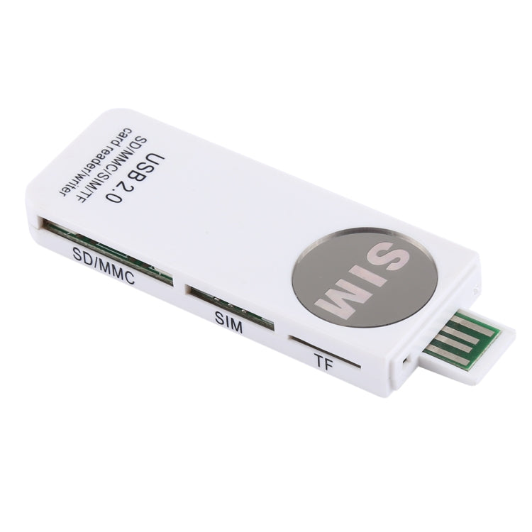 USB Universal Card Reader, Support SD / MMC /SIM / TF Card, White – Durable Build, Easy to Use