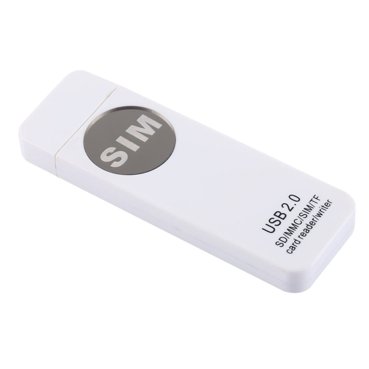 USB Universal Card Reader, Support SD / MMC /SIM / TF Card, White – Durable Build, Easy to Use