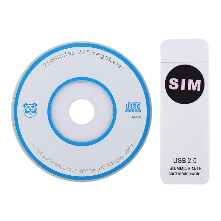 USB Universal Card Reader, Support SD / MMC /SIM / TF Card, White – Durable Build, Easy to Use
