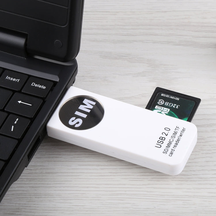 USB Universal Card Reader, Support SD / MMC /SIM / TF Card, White – Durable Build, Easy to Use