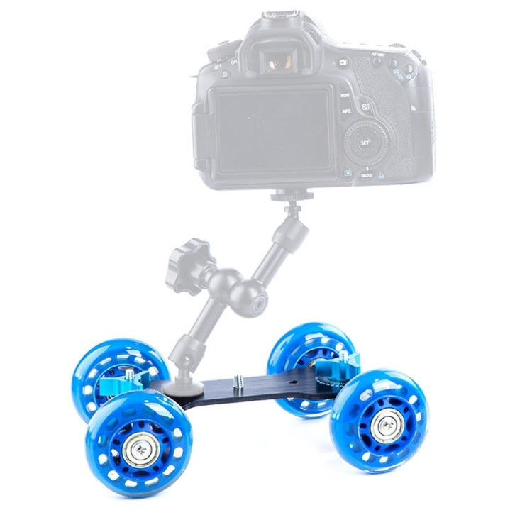 DEBO First Generation Camera Truck / Floor Table Video Slider Track Dolly Car for DSLR Camera / Camcorders, Blue Blue