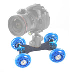 DEBO First Generation Camera Truck / Floor Table Video Slider Track Dolly Car for DSLR Camera / Camcorders, Blue