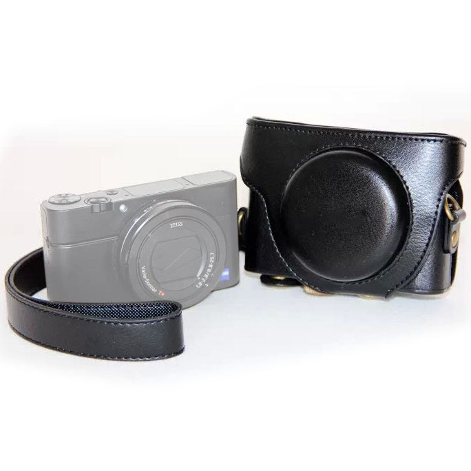 Retro Style PU Leather Camera Case Bag with Strap for Sony RX100 M3 / M4 / M5 Black
