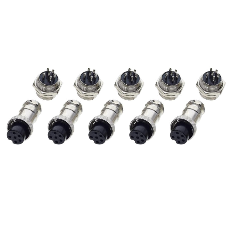 DIY 16mm 6-Pin GX16 Aviation Plug Socket Connector (5 Pcs in One Package, the Price is for 5 Pcs) Default Title
