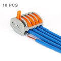 10 PCS Universal Compact 5 Pin Push Clamp Solderless Wire Connector, 5 Pin 5 Pin