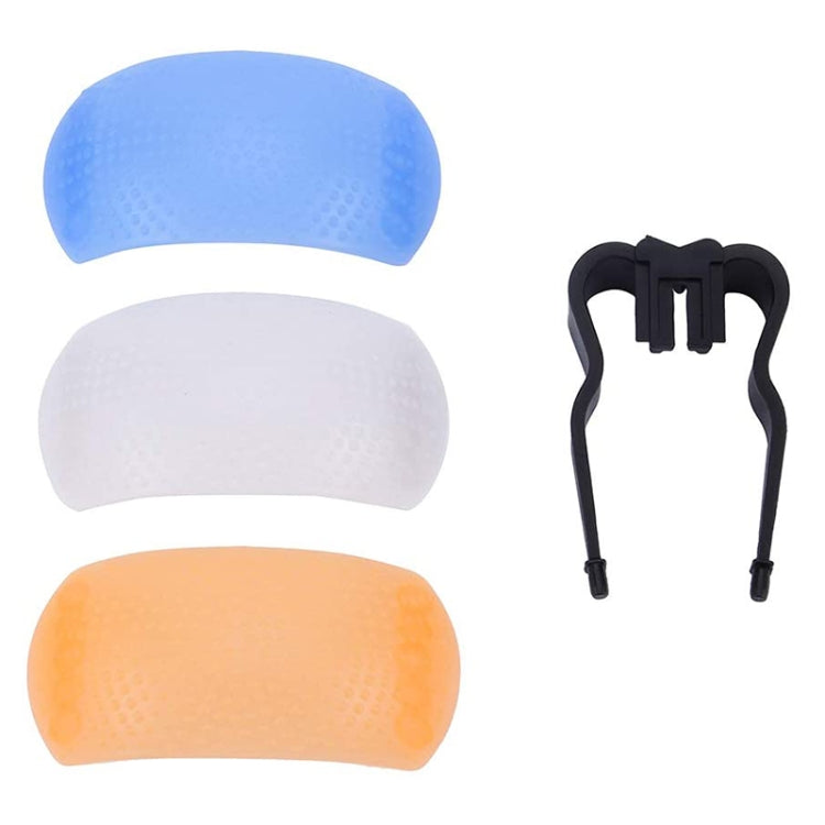 3 Colors Pop-up Flash Soft Flash Diffuser Kit with White Diffuser / Blue Diffuser / Orange Diffuser / Diffuser Bracket Default Title